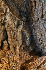 Interior of a cave with speleothemes