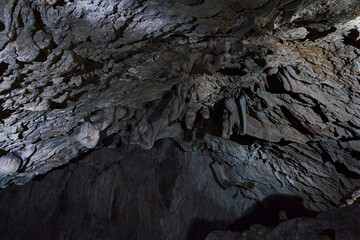 Interior of a cave with speleothemes