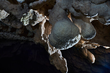 Interior of a cave with speleothemes