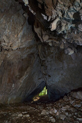 Interior of a cave with speleothemes