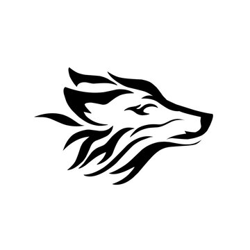 wolf tribal tattoo black color illustration vector graphic