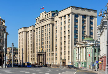 Fototapeta na wymiar Parliament of Russia building (State Duma) in Moscow, Russia
