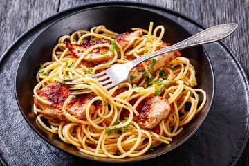 Fried turkey breast with gluten free pasta