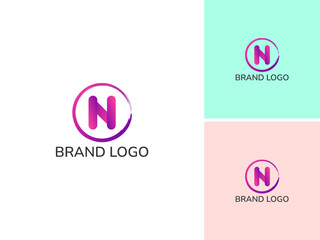 ILLUSTRATION LETTER N WITH CIRCLE GRADIENT COLOR MODERN LOGO ICON DESIGN VECTOR