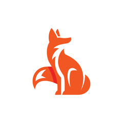 Obraz premium Sitting Fox Logo Template 