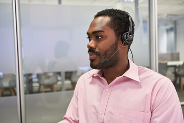 African businessman as a customer service representative with headset
