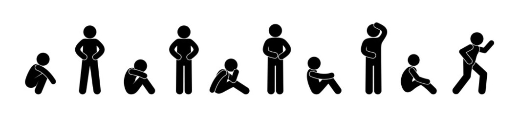 stick figure man icon, isolated people pictogram