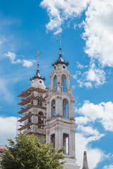 Fototapeta na wymiar Catholic church facade towers - christian architecture