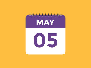 may 5 calendar reminder. 5th may daily calendar icon template. Vector illustration 
