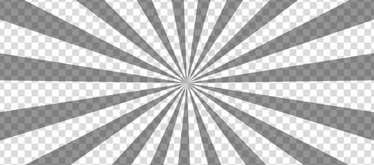 Manga comic effect on transparent background. Motion radial lines for comic book. Vector illustration of manga speed frame or exploding splash