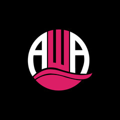 AWA logo monogram isolated on circle element design template, AWA letter logo design on black background. AWA creative initials letter logo concept. AWA letter design.
 - obrazy, fototapety, plakaty