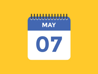 may 7 calendar reminder. 7th may daily calendar icon template. Vector illustration 
