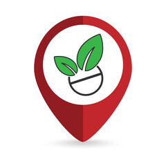 Map pointer with pill icon. Vector illustration.