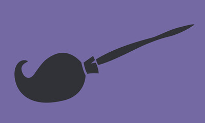 Black witch broom. Halloween attribute in flat style.