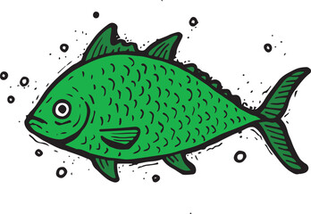 fish vector drawing green illustration