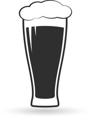 Beer glass, pint icon. Alcohol drink with foam. Vector illustration.