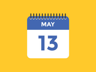 may 13 Calendar icon Design. Calendar Date 13th may. Calendar template 
