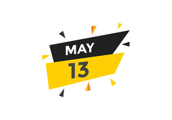 may 13 Calendar icon Design. Calendar Date 13th may. Calendar template 
