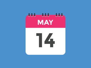 may 14 calendar reminder. 14th may daily calendar icon template. Vector illustration 
