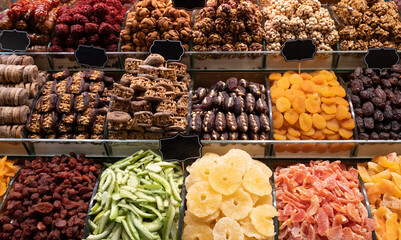 dried fruits and nuts in the market
