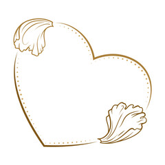 Vector heart shape dotted frame with flower petals decoration