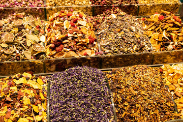 Loose herbal tea in the market