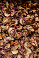 Red dried apples close up. Natural healthy product