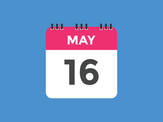may 16 calendar reminder. 16th may daily calendar icon template. Vector illustration 
 - obrazy, fototapety, plakaty