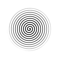 Spiral outline stroke in vector format on alpha transparent background - Hypnotic border shape with thin line