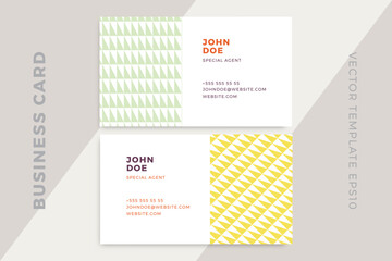 Trendy creative business card horizontal templates. Modern corporate stationery mockup with geometric pattern. Simple vector editable background with sample text. EPS10