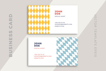 Trendy creative business card horizontal templates. Modern corporate stationery mockup with geometric pattern. Simple vector editable background with sample text. EPS10