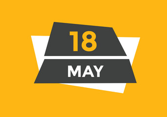 may 18 Calendar icon Design. Calendar Date 18th may. Calendar template 
