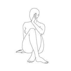 Girl silhouette illustration line art