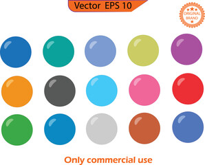 Vector glossy buttons. Multi color circle icon background for web or print design element. Blank badges collection. Colorful  round button. Badge mockup. Vector illustration. 