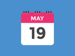 may 19 calendar reminder. 19th may daily calendar icon template. Vector illustration 
