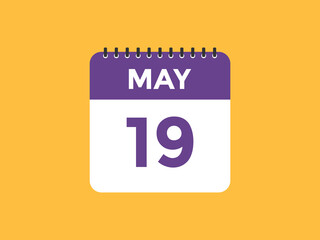 may 19 calendar reminder. 19th may daily calendar icon template. Vector illustration 
