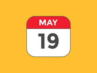 may 19 calendar reminder. 19th may daily calendar icon template. Vector illustration 
