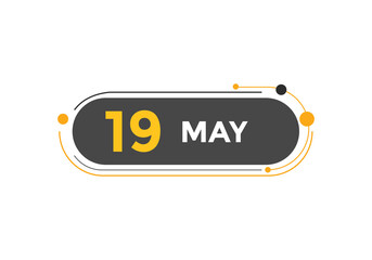 may 19 Calendar icon Design. Calendar Date 19th may. Calendar template 
