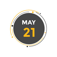 may 21 Calendar icon Design. Calendar Date 21th may. Calendar template 
