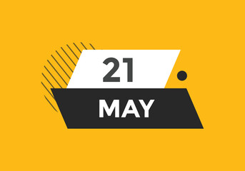 may 21 Calendar icon Design. Calendar Date 21th may. Calendar template 
