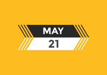 may 21 Calendar icon Design. Calendar Date 21th may. Calendar template 
