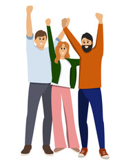 Fototapeta premium group of young happy people rejoice and congratulate