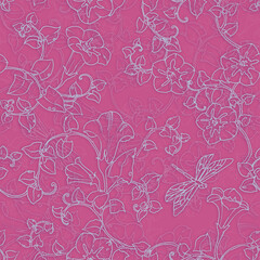Obraz premium Seamless pattern curly bindweed flowers. Floral color illustration.