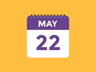 may 22 Calendar icon Design. Calendar Date 22th may. Calendar template 
