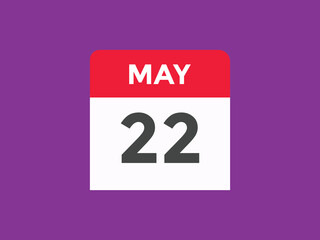 may 22 Calendar icon Design. Calendar Date 22th may. Calendar template 
