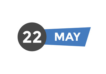 may 22 Calendar icon Design. Calendar Date 22th may. Calendar template 
