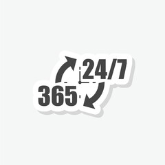 24 on 7 timing badge symbol sticker