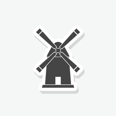 Windmill sticker icon isolated on white