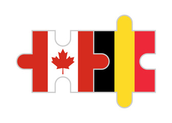 puzzle pieces of canada and belgium flags. vector illustration isolated on white background