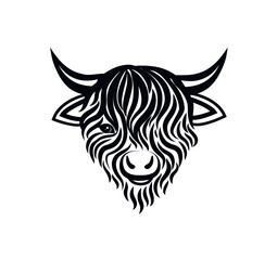 Highland Cow. Cut File. Farm Animal.  Vector illustration. Animal Face.